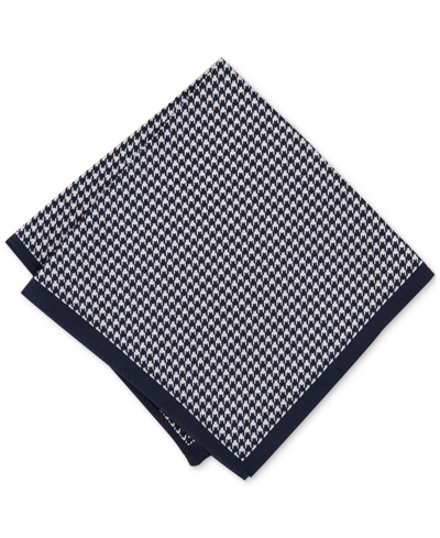 Alfani Men's Houndstooth Pocket Square, Created For Macy's In Navy