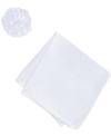 Construct Men's Solid Pocket Square & Lapel Pin Set In White