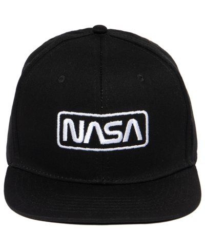 Nasa Men's Flat Bill Baseball Adjustable Cap In Black