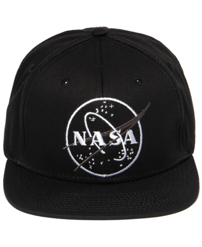 Nasa Men's Circle Logo Flat Bill Baseball Adjustable Cap In Black