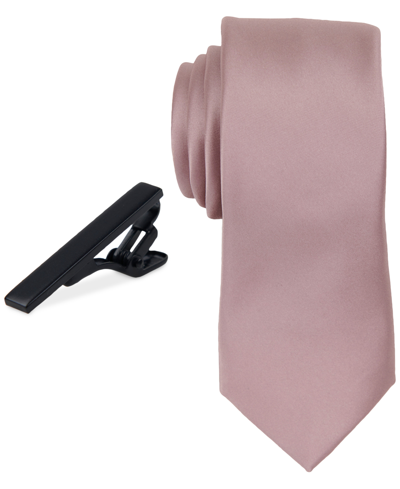 Construct Men's Solid Tie & 1-1/2" Tie Bar Set In Quartz