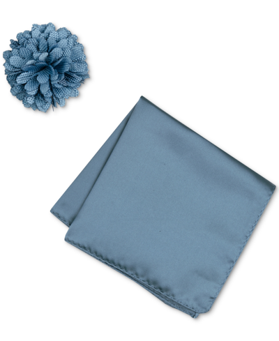 Construct Men's Solid Pocket Square & Lapel Pin Set In Hydrangea