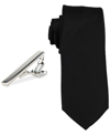 CONSTRUCT MEN'S SOLID TIE & 1-1/2" TIE BAR SET