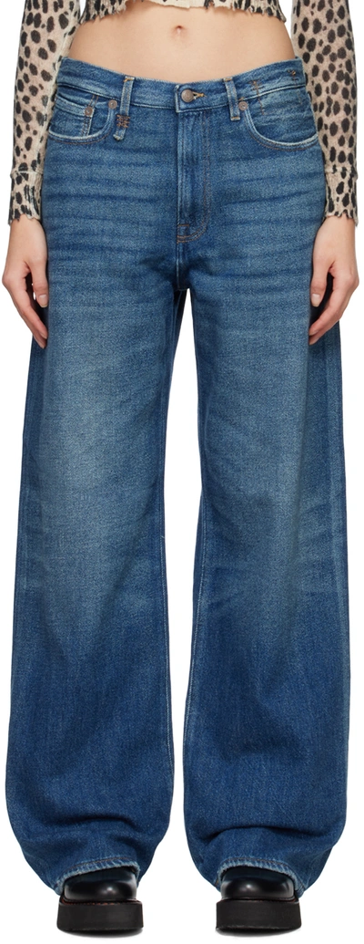 R13 Ssense Exclusive Blue Damon Pleated Wide Leg Jeans In Light Blue