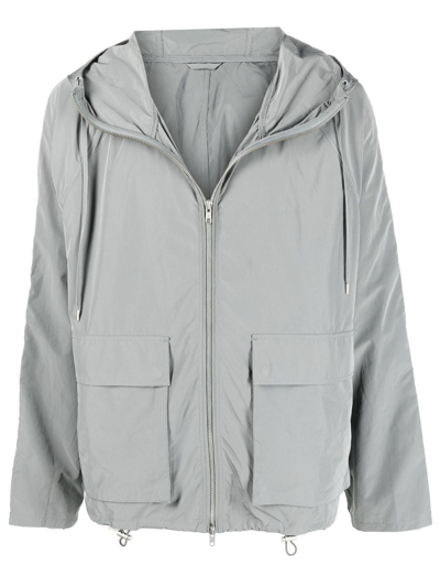 Filippa K Drawstring-hooded Zipped Jacket In Grey