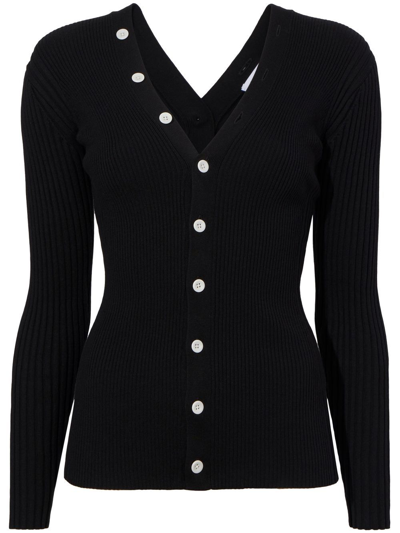 Proenza Schouler White Label Cutout Cotton-blend Cardigan In Black