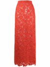 Giambattista Valli High-waist Floral-embroidered Skirt In Coral