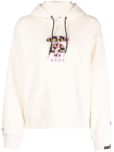 Aape By A Bathing Ape Embroidered-logo Detail Hoodie In Neutrals