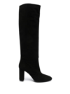 Via Roma 15 Black Suede Ankle Boots With Refined Block Heel In 黑色