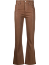 Paige Low-rise Flared Trousers In 褐色