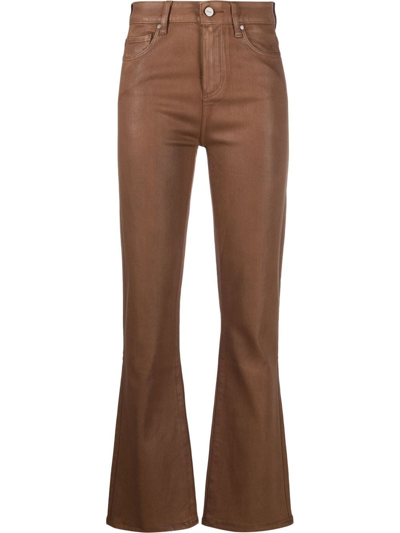 Paige Low-rise Flared Trousers In Brown