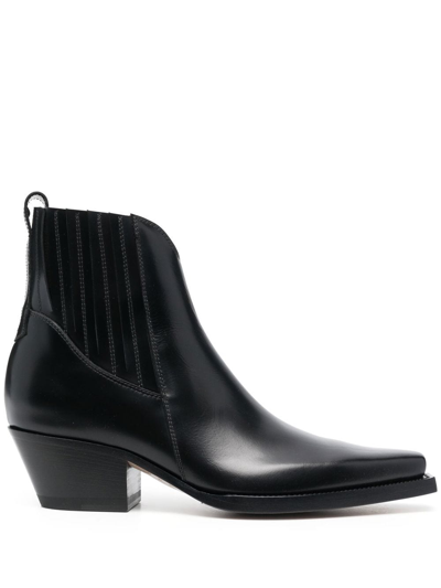 Buttero Cowboy Ankle Boots In Black