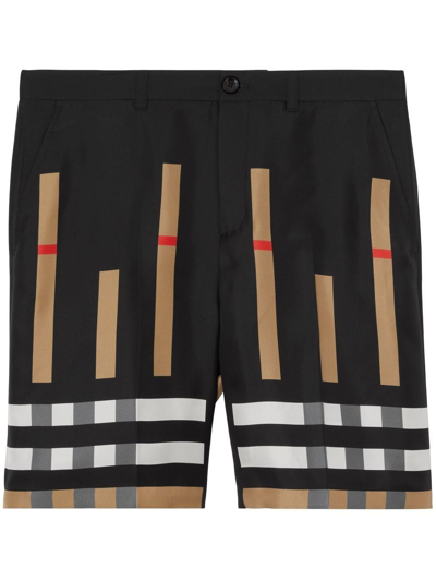 Burberry Black Sliced Check Swim Shorts In A7168 Archive Beige Ip Pat