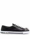 MIU MIU WOMEN'S  BLACK LEATHER SNEAKERS