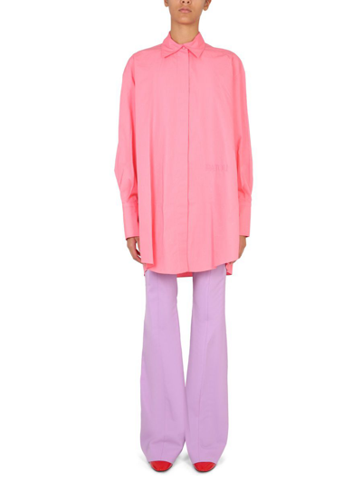 Patou Shirt Dress With Logo Embroidery In Pink
