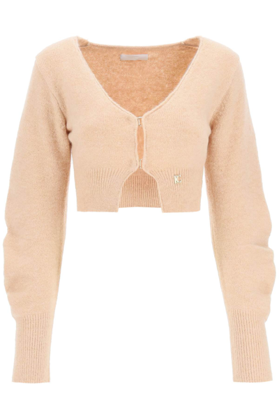 Low Classic Cropped Wool Blend Cardigan In Pink