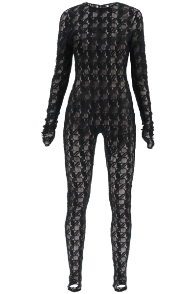 Dolce & Gabbana Semi-sheer Lace Jumpsuit In Black