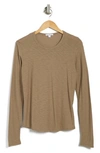 James Perse Long Sleeve Cotton Modal Blend Crew Neck T-shirt In Fawn