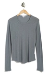 James Perse Long Sleeve Cotton Modal Blend Crew Neck T-shirt In Arsenic