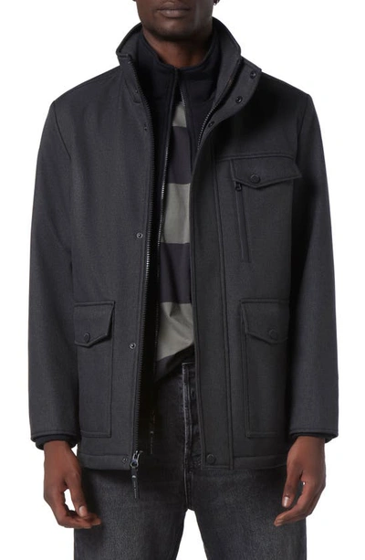 Andrew Marc Hoyt Water Resistant Softshell Jacket In Black