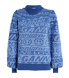 Ganni Rib-knit Logo Sweater In Blue