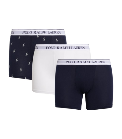 Polo Ralph Lauren Stretch-cotton Printed Boxer Briefs (pack Of 3) In White