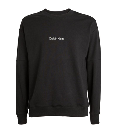 Calvin Klein Round Neck Long Sleeve Sweatshirt In Black