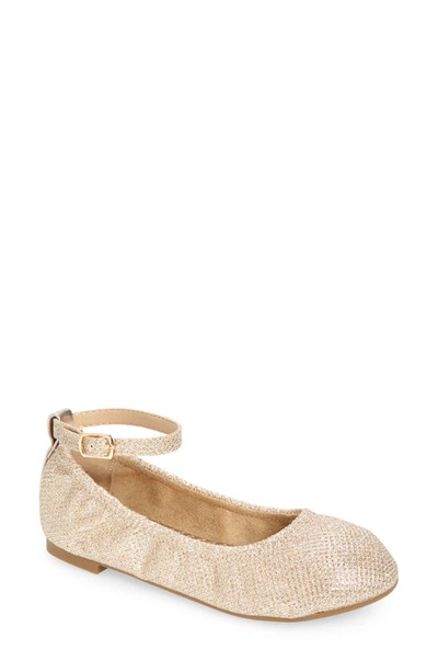 Dream Pairs Kids' Ankle Strap Ballerina Flat In Gold