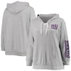 Fanatics Branded Heathered Gray New York Giants Plus Size Lace-up Pullover Hoodie In Heather Gray