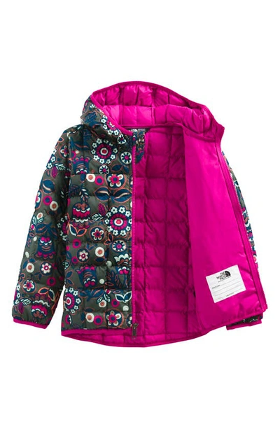 The North Face Kids' Thermoball Eco Hooded Jacket In Thyme Tnf Forest Floral Print
