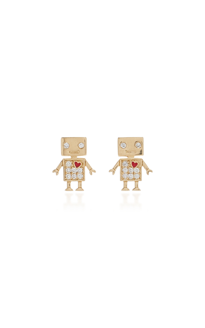 Sydney Evan Women's Robot 14k Gold Diamond Stud Earrings