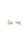 Sydney Evan Women's Diamond & 14k Yellow Gold Split Love Stud Earrings In Gold