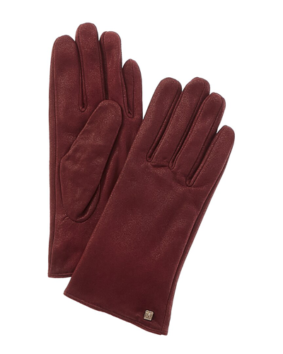 Bruno Magli Cashmere-lined Metallic Suede Gloves In Red