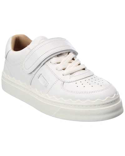 Chloé Lauren Scalloped Leather Sneaker In White