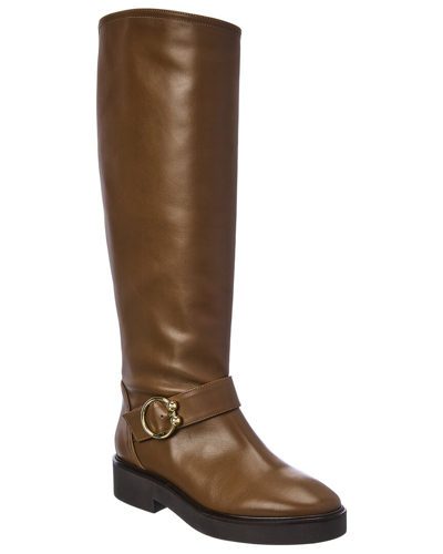 Stuart Weitzman Luxering Leather Knee-high Riding Boot In Brown