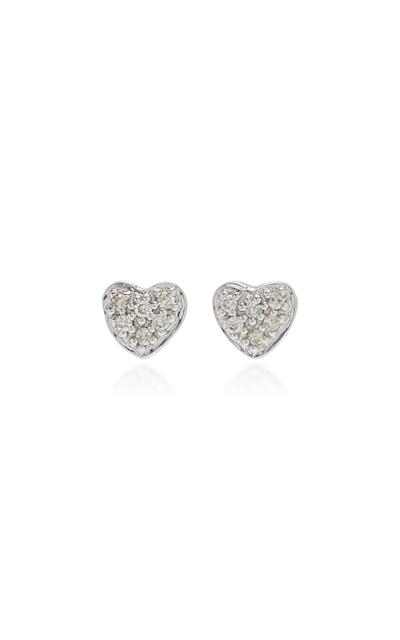 Sydney Evan Small Heart 14k White Gold Diamond Stud Earrings