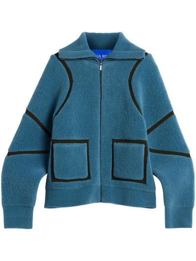 Nina Ricci Faux-shearling Zip-front Jacket In Blue