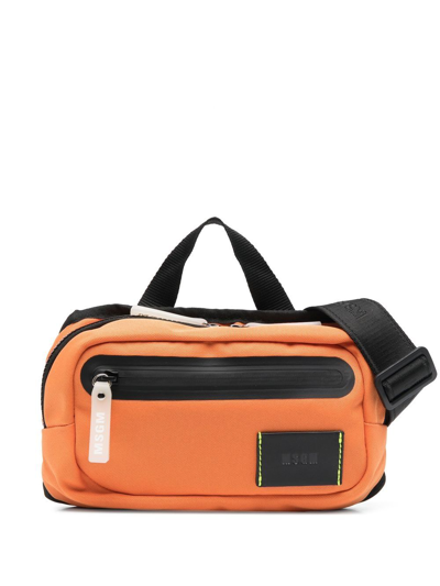 Msgm Logo Patch Belt Bag In Orange