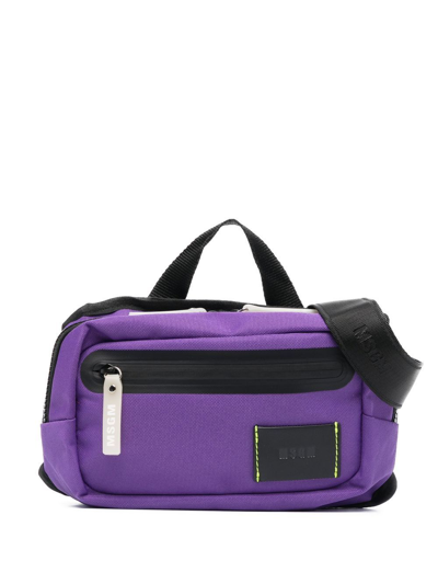 Msgm Logo Patch Belt Bag In Purple