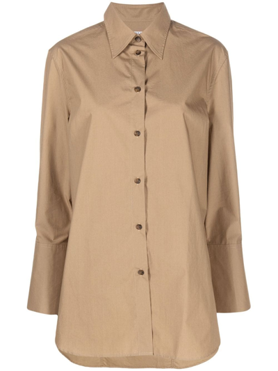 Filippa K Joelle Organic-cotton Long-sleeve Shirt In Brown