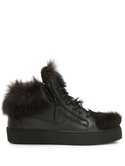 Giuseppe Zanotti Marlena Winter Mid-top Sneakers In Black