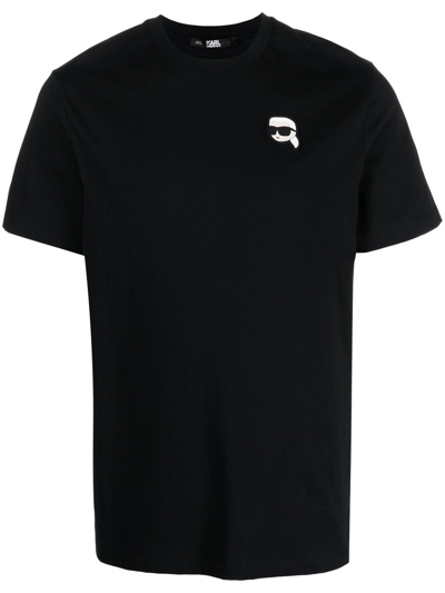 Karl Lagerfeld Rubberized Patch T-shirt In Black