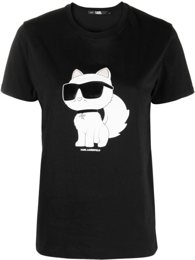 Karl Lagerfeld Ikonik 2.0 Choupette T-shirt In Black