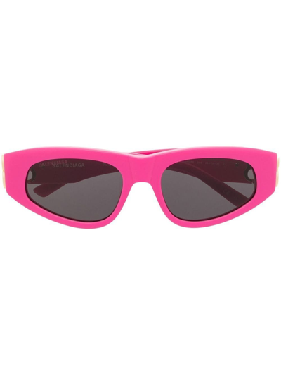 Balenciaga Logo-plaque Cat-eye Sunglasses In Pink