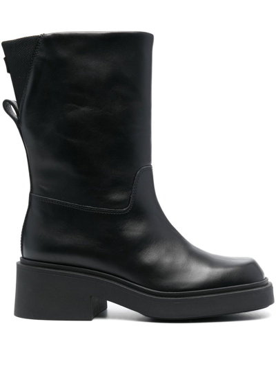 Furla Attitude Leather Mid-calf Boots In Black