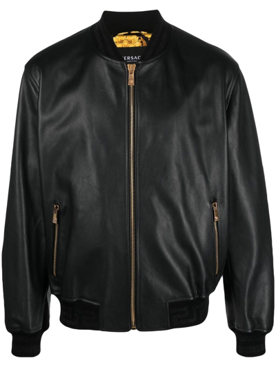 Versace Zip-up Bomber Jacket In Black