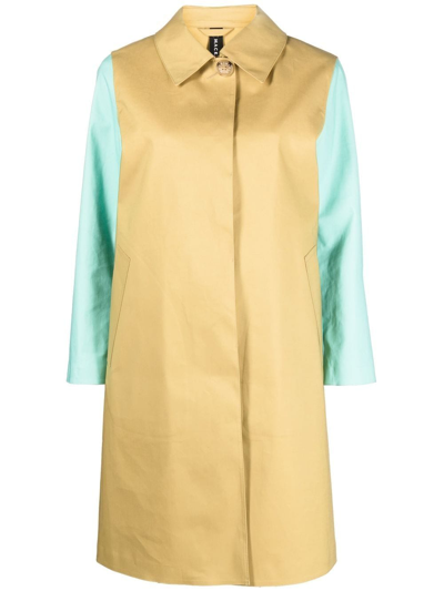 Mackintosh Colour-block Cotton Coat In Yellow