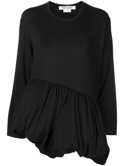 Comme Des Garçons Comme Des Garçons Gathered-hem Detail Blouse In Black