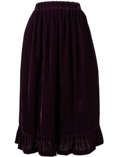 Comme Des Garcons Girl Velvet-effect Midi Skirt In Purple