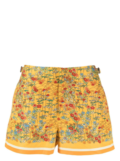 Orlebar Brown Floral Print Swim Shorts In Yellow